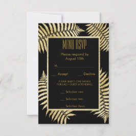 Elegant falsk guldblad bräken bröllopsmeny RSVP OSA Kort