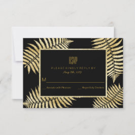 Elegant Falsk Guldblad Ormbunke Bröllop RSVP OSA Kort