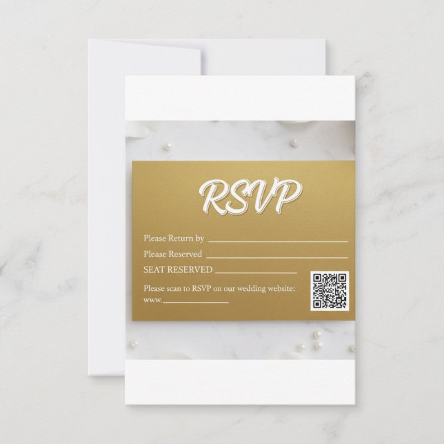 Elegant falsk guldfolie script QR-kod bröllops-RSV OSA Kort (Framsida)