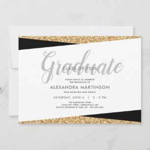 Elegant falsk guldglitter-examen inbjudningar