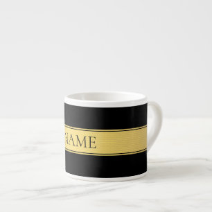Elegant falsk guldrand och svart bakgrund eller DI Espressomugg