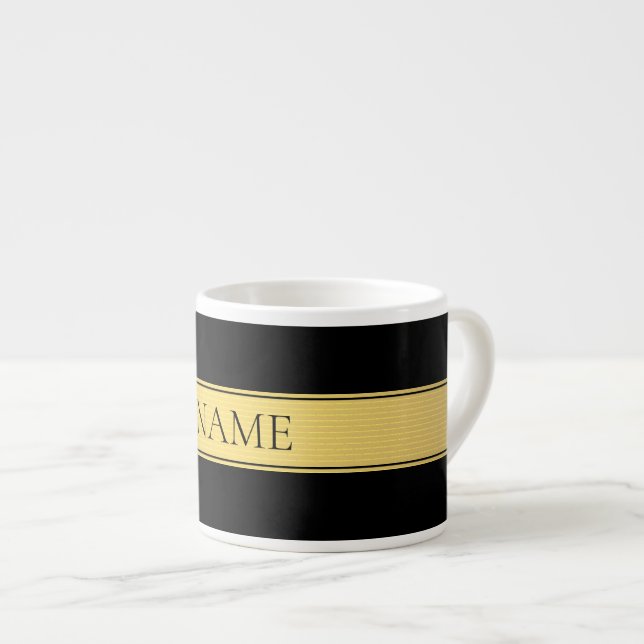 Elegant falsk guldrand och svart bakgrund eller DI Espressomugg (Framsida höger)