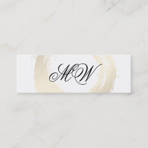Elegant falsk platina borstad fancy monogram mini visitkort