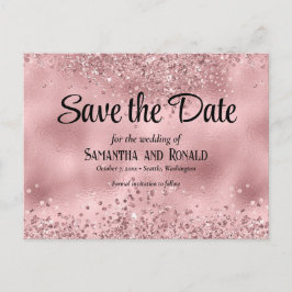 Elegant falsk rosa glitter och folie bröllop meddelande vykort