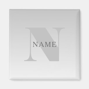 Elegant Falsk Silver Grå Gradient Monogram Klassis Magnet