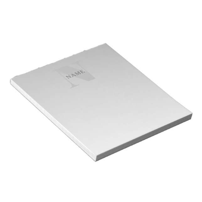 Elegant falsk silvergrå gradientmonogram klassisk anteckningsblock (Vinklad)