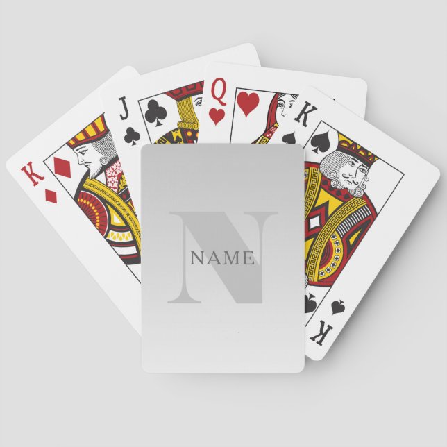 Elegant falsk silvergrå gradientmonogram klassisk casinokort (Baksidan)