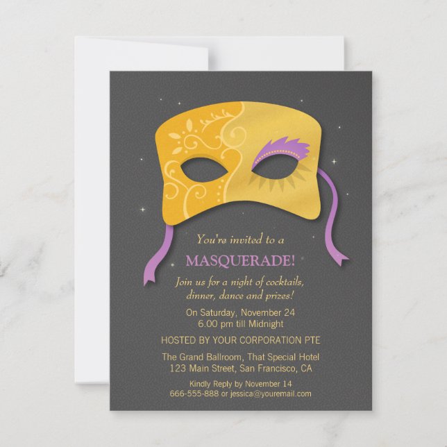 Elegant falskguldmaskerad Maskeradfest Inbjudninga Inbjudningar (Framsida)