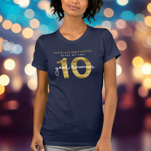 Elegant Falskt Guld 10-års Klassåterträff Tee Shirt
