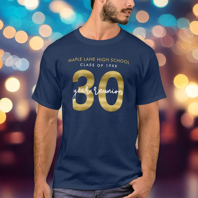 Elegant Falskt Guld 30-års Klassåterträff T-shirt (Skapare uppladdad)