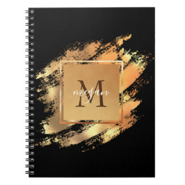 Elegant falskt guld glamör penseldrag monogram anteckningsbok