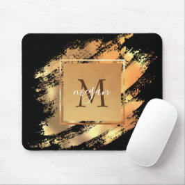 Elegant Falskt Guld Glamör Penseldrag Monogram Musmatta