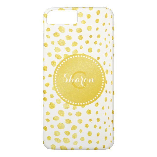 Elegant falskt guld glitter gepardtryck monogram Case-Mate iPhone skal (Baksida)