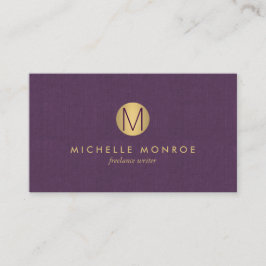 Elegant falskt guld minimalistisk monogram lila li visitkort