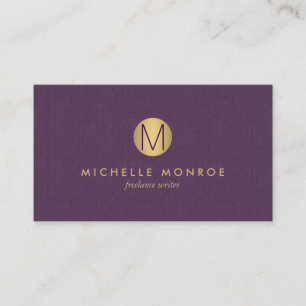 Elegant falskt guld minimalistisk monogram lila li visitkort