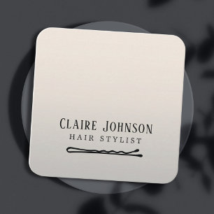 Elegant falskt silver svart hårnål frisör fyrkantigt visitkort