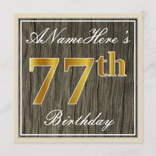 Elegant, Falskt Trä, Falskt Guld 77-årsdag + Namn Inbjudningar