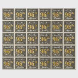 Elegant, Falskt Trä, Falskt Guld 96-årsdag + Namn Presentpapper