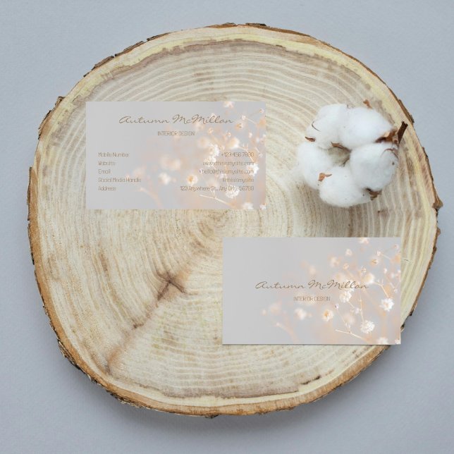 Elegant Fält Flowers Grått Visitkort (Skapare uppladdad)