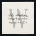 Elegant familjeåterförening namn monogram marmor stenunderlägg<br><div class="desc">Elegantens familj återförenar namn monogram underlägg marmorsten. Skapa dina egna vintage- och dryckesherrar med monogrammat brev. Chic med skripttypografi av snyggt. Anpassningsbarnas presentidéer för klassfamiljen samlas,  generiska samlingar,  skogsmöte,  bak,  kulturarvet party,  middag,  kväll,  evenemang osv. Svarta och vita färger eller anpassningsbar. Finns även i andra rostliknande material.</div>