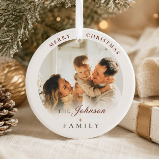 Elegant familjefoto God Jul Ornament