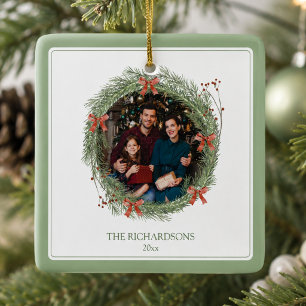 Elegant Familjefoto Jul Julgransprydnad Keramik