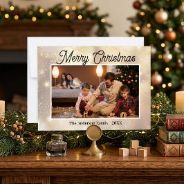 Elegant familjefoto jul med snöflinga kort