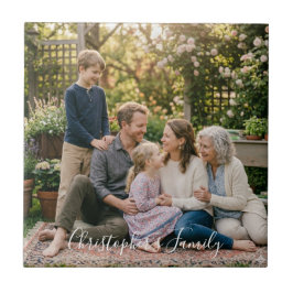Elegant Familjefoto Personlig Kakelplatta