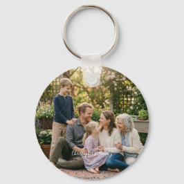 Elegant Familjefoto Personlig Nyckelring
