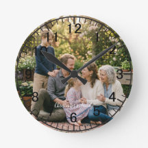Elegant familjefoto rund klocka Personlig