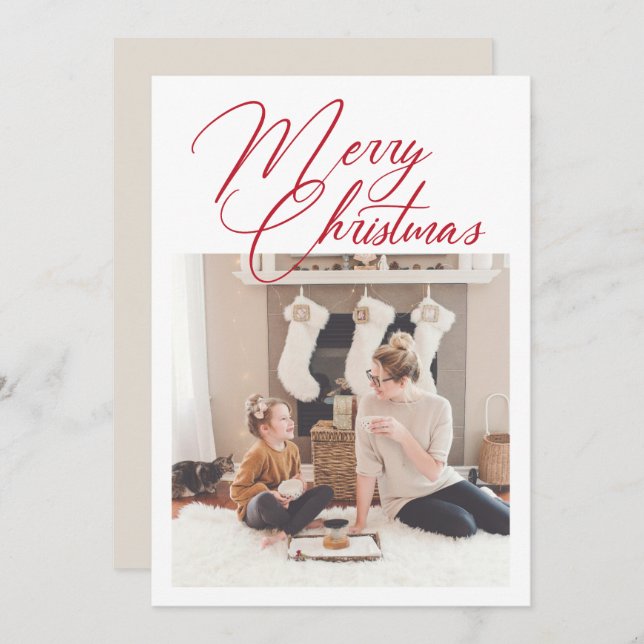 Elegant familjefoto semester julkort (Fram/baksida)