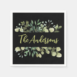 Elegant-familjen namn botaniska löv svart pappersservett