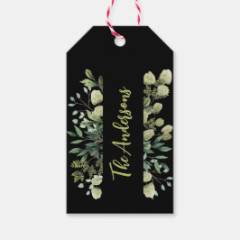 Elegant-familjen namn botaniska löv svart presentetikett