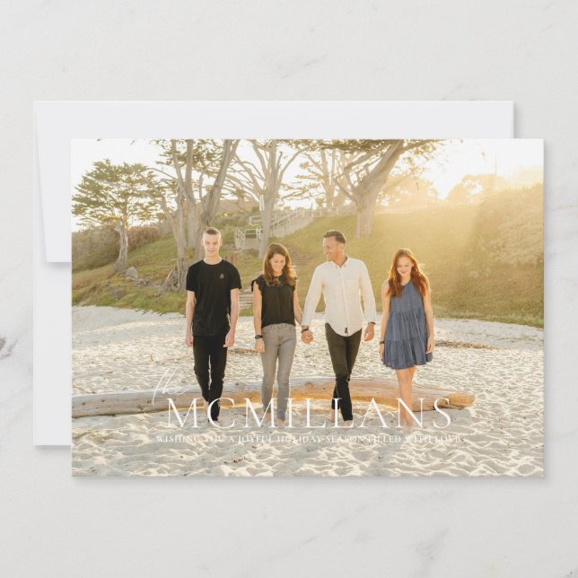 Elegant Familjenamn Blommig Jul Högtid Inbjudningar (Framsida)