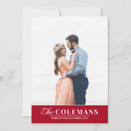 Elegant familjenamn Röd | Vertikal helgfoto Julkort