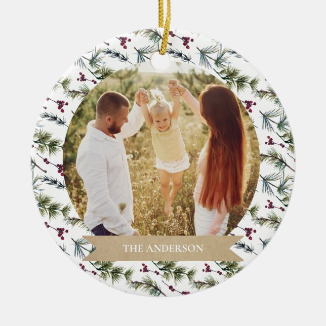 Elegant Familjens julfotopassage Julgransprydnad Keramik (Framsidan)