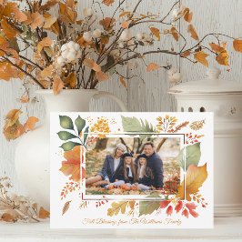 Elegant-familjens Thanksgiving Fotofyllning av hel Julkort