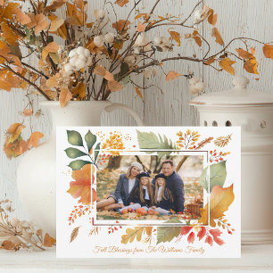 Elegant-familjens Thanksgiving Fotofyllning av hel Julkort