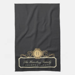 Elegant Family Home Monogram Charcol Kitchen Kökshandduk