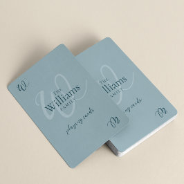 Elegant Family Monogram Dusty Blue Casinokort