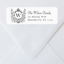 Elegant Family Monogram Vapensköld Finare Returadr Returadress Etikett