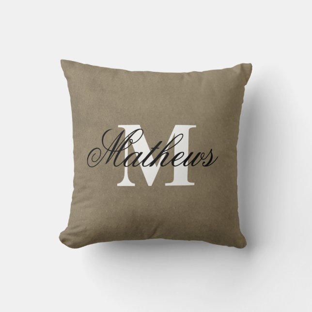 Elegant Family Namn Faux Suede Monogrammed Kudde (Framsida)