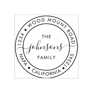 Elegant Family Namn-skript, Returadress Stämpel