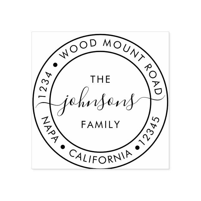 Elegant Family Namn-skript, Returadress Stämpel (Tryck)