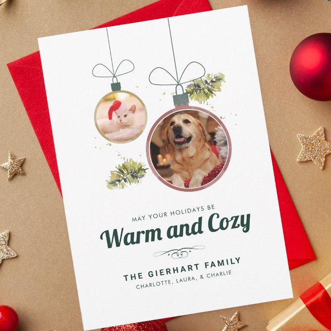 Elegant Family Pet Foton - jul Julkort (Christmas Holidays Pet Photos Family Greetings Card)