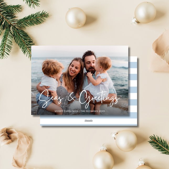 Elegant Family Photo Beach-jul Julkort (Elegant Family Photo Beach Christmas Holiday Card)