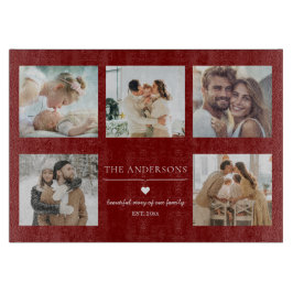 Elegant Family Photo Collage Red Custom
