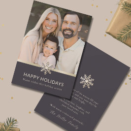 Elegant Family Photo Flat Helgdag Card Julkort
