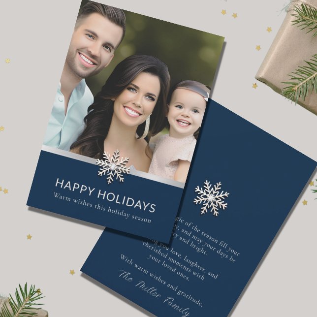 Elegant Family Photo Flat Helgdag Card Julkort (Skapare uppladdad)