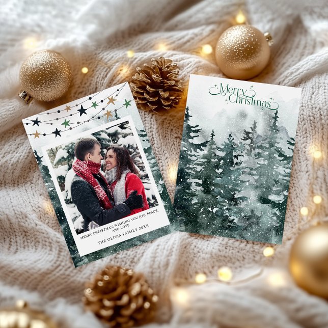 Elegant Family Photo Julgran Helgdag Card Julkort (Elegant Family Photo Christmas Tree Holiday Card)